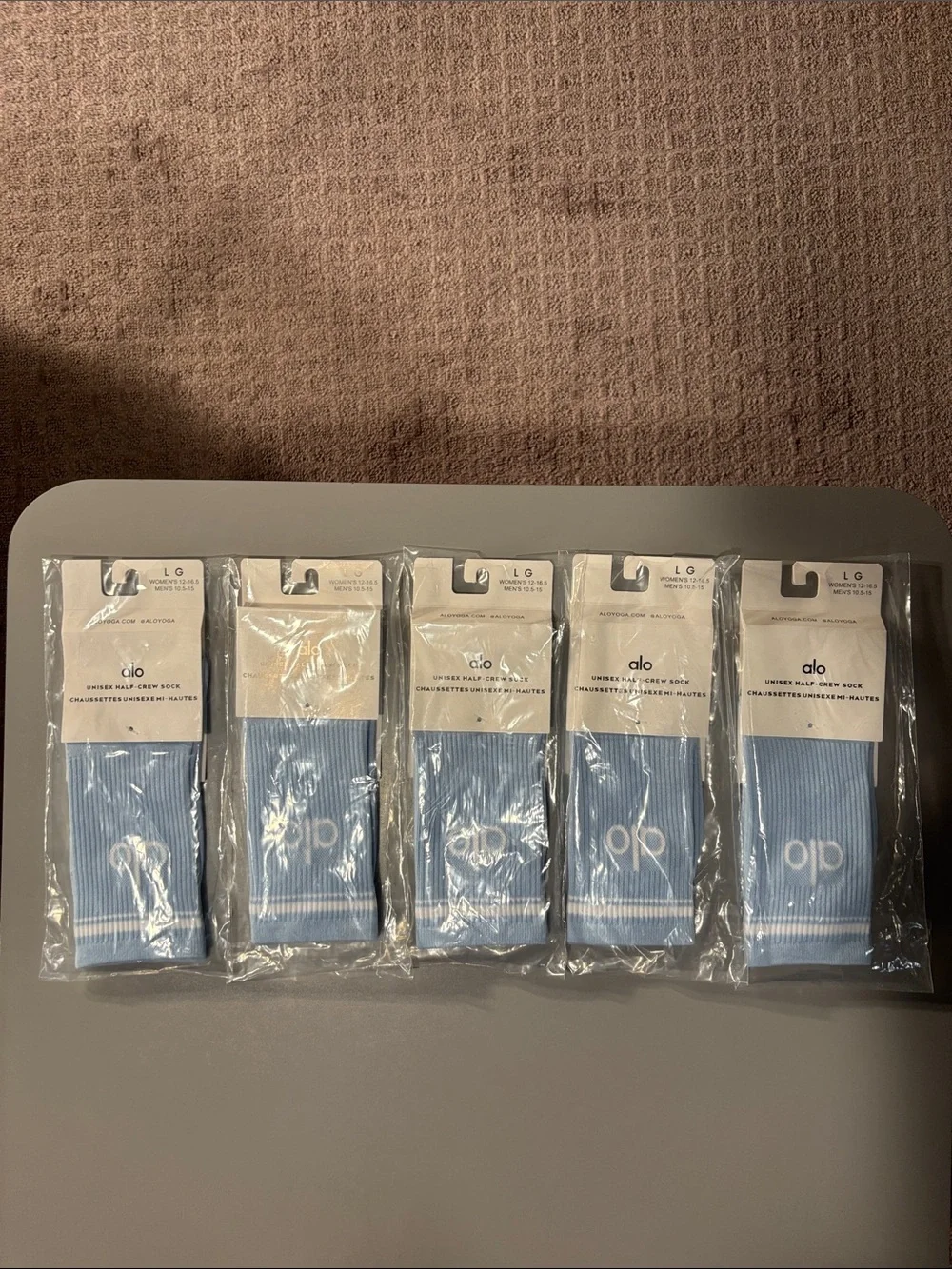 ALO Yoga Athletic Crew Socks in Light Blue $15 each